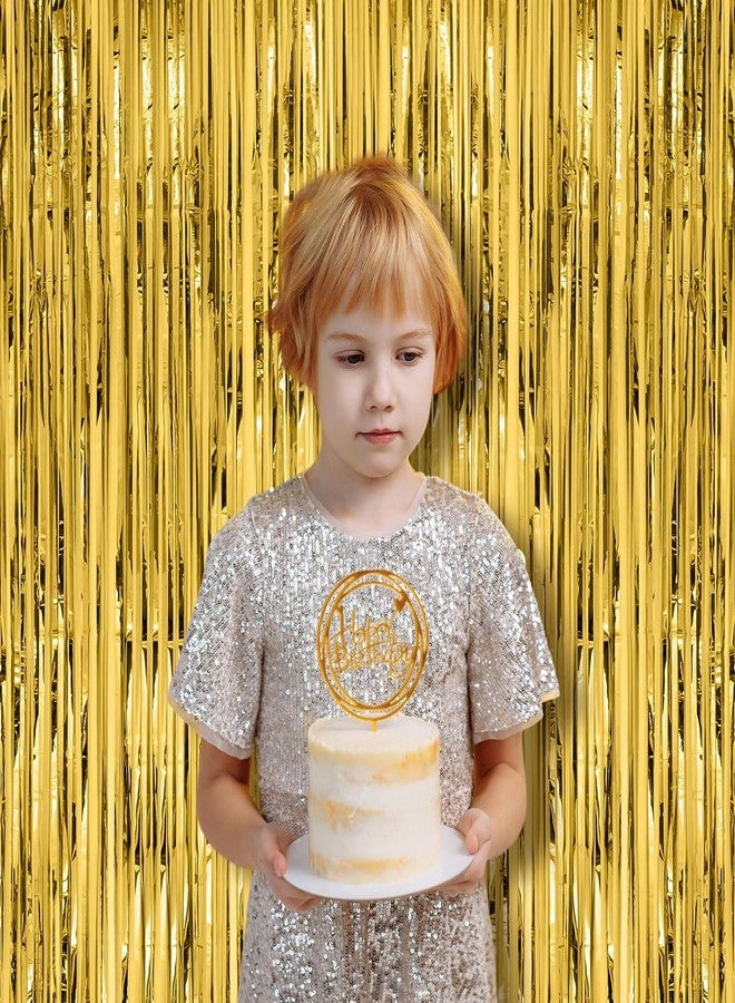 Flyloons Golden Foil Curtains for Birthday Decoration items Backdrop Pack of 4 Baby shower Anniversary, Marriage, Bachelorette Party celebration theme - Image 4